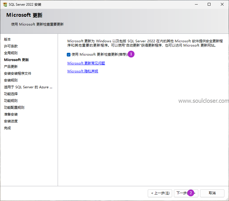 勾选使用 Mircrosoft 更新检查更新